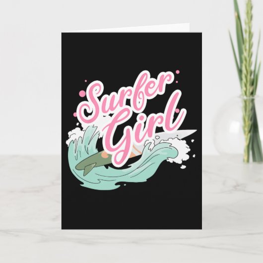Carte Fille surfeuse faisant du surf (Devant)