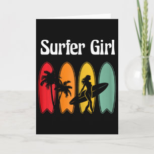 Carte Fille surfeuse planche de surf Surfing Femmes Rétr