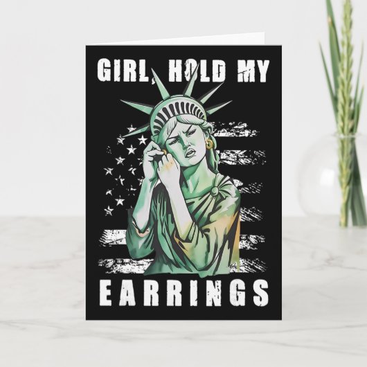 Carte Fille Tiens Mon Boucle D'Oreille Mode Combat Statu (Devant)