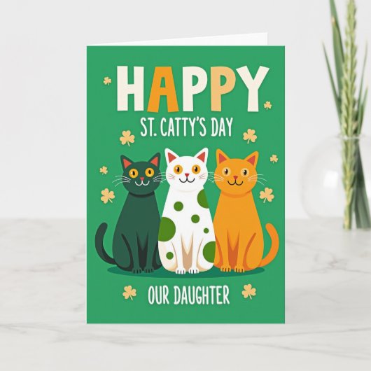 Carte Fille Trèfles Chats (Devant)
