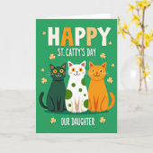 Carte Fille Trèfles Chats (Fleur jaune)
