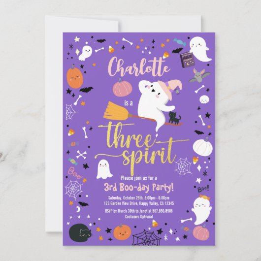 Carte Fille Trois Esprit 3e fête d'Halloween (Devant)