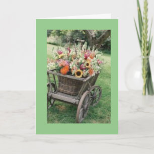 CARTE * FILLE* UNE WAGON REMPLIE DE FLEURS POUR VOUS CAR
