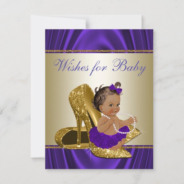 Carte Fille veut pour bébé filles violet Baby shower jeu (Devant)