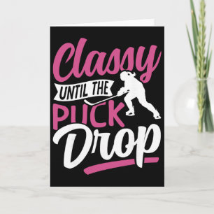 Carte Fille Vintage Hockey sur Glace Pleurant Jusqu'à la