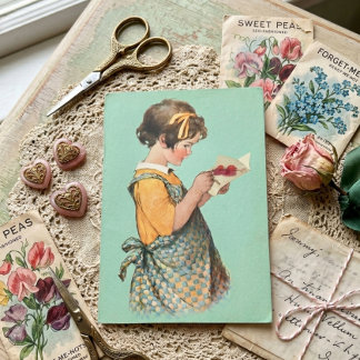 Carte Fille Vintage & Note de la Saint-Valentin Jessie W