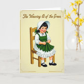 Carte Fille Vintage Porter Vert (Fleur jaune)