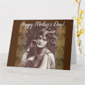 Carte Fille vintage sur Tapisserie victorienne (Fleur jaune)