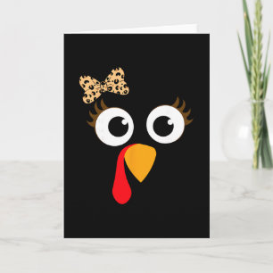 Carte Fille visage de dinde costume de Thanksgiving arc
