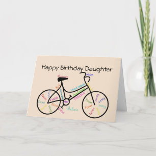 Carte Fille voeux d'anniversaire pour vélo, vélo vélo