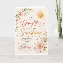 Carte Fille Vous êtes mon soleil