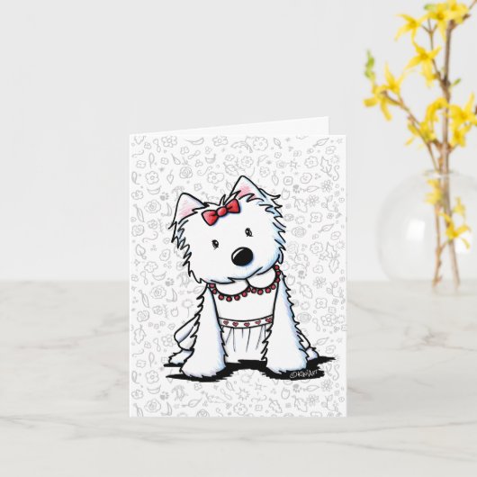 Carte fille Westie (Fleur jaune)