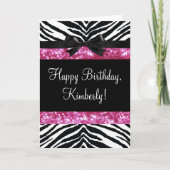 Carte Fille Zebra Rose Hot Sparkle (Devant)