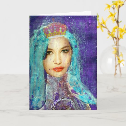 Carte Fille Zetti couronnée (Fleur jaune)