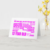 Carte Filles 13e anniversaire : Rose Plus grand 13 ans (Fleur jaune)