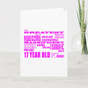 Carte Filles 17e anniversaire : Rose Plus grand 17 ans