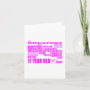 Carte Filles 17e anniversaire : Rose Plus grand 17 ans