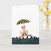 Carte Filles à la plage (Fleur jaune)