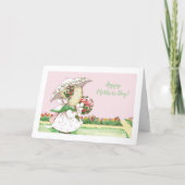 Carte Filles à Sunbonnets Parasols Fête des mères (Devant)