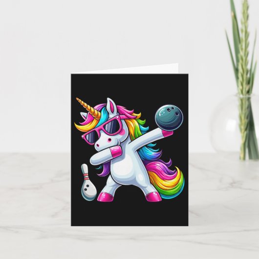 Carte Filles Anniversaire Dabbing Bowling Unicorn Dab G (Devant)