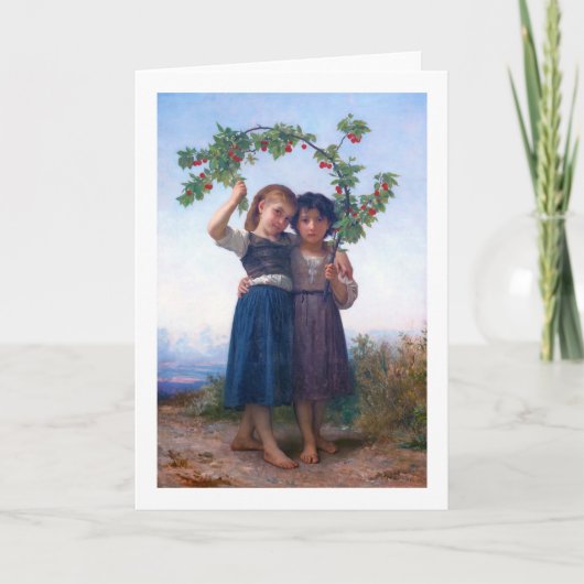 Carte Filles avec la Branche Cerise, Bouguereau (Devant)
