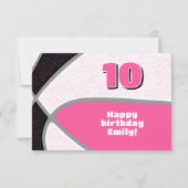 Carte filles basket heureux anniversaire rose noir (Devant)