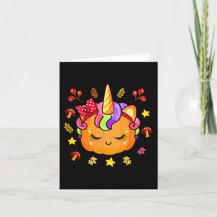 Carte Filles Citrouille mignonne Citrouille Unicorne Aut