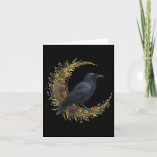 Carte Filles Cottagecore Halloween Crow Witchy Floral Mo