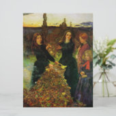 Carte Filles cueillant des feuilles d'automne pour un fe (Debout devant)