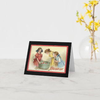 Carte Filles d'Halloween qui se baignent pour les pommes