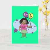 Carte Filles du 6e anniversaire (Fleur jaune)