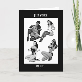 Carte Filles épinglées vintage (34-25-33-20)