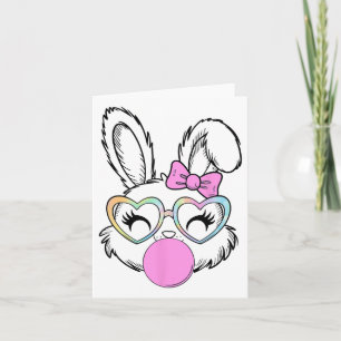 Carte Filles Femmes Lapin Bunny Visage Rose Coquette Arc