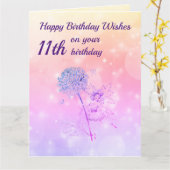 Carte Filles heureux 11e anniversaire Salutation (Fleur jaune)
