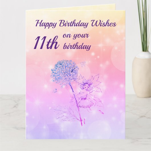 Carte Filles heureux 11e anniversaire Salutation (Devant)