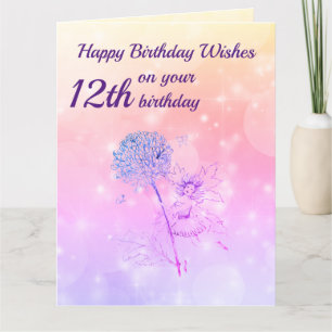 Carte Filles heureux 12e anniversaire Salutation
