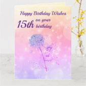 Carte Filles heureux 15e anniversaire Salutation (Fleur jaune)