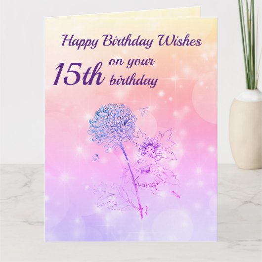 Carte Filles heureux 15e anniversaire Salutation (Devant)