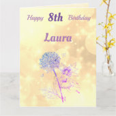 Carte Filles heureux 8e anniversaire Salutation fée (Fleur jaune)