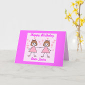 Carte Filles jumelles, Joyeux anniversaire (Fleur jaune)