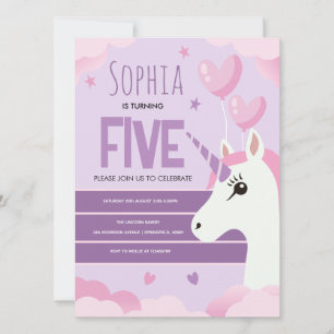 Carte Filles Mignon Licorne Violette Anniversaire Enfant