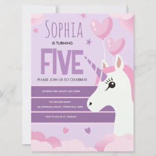 Carte Filles Mignon Licorne Violette Anniversaire Enfant