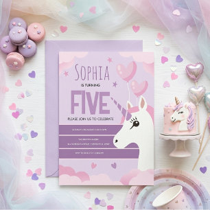 Carte Filles Mignon Licorne Violette Anniversaire Enfant