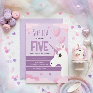 Carte Filles Mignon Licorne Violette Anniversaire Enfant