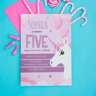 Carte Filles Mignon Licorne Violette Anniversaire Enfant