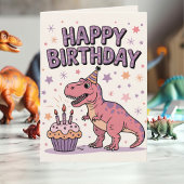 Carte Filles mignonnes Dinosaure personnalisé Anniversai