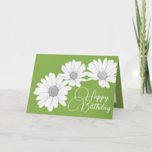 Carte Filles modernes marguerites Fleurs florales Vert A