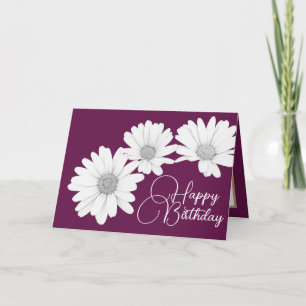Carte Filles modernes marguerites fleurs rose Anniversai