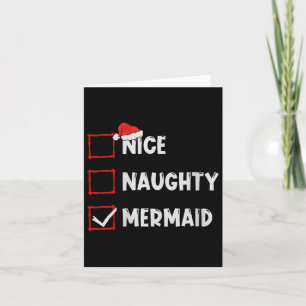 Carte Filles Nice Naughty Mermaid Liste de Noël Xmas Sa