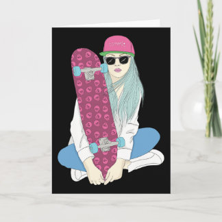 Carte Filles Patin Faire Planche À Roulettes Skateboard